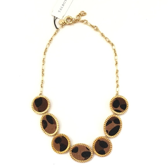 TALBOTS Statement Necklace Leopard Print Black and Gold - Picture 9 of 15